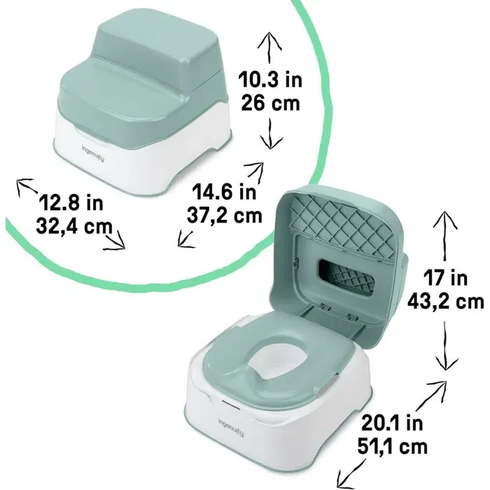 Ingenuity Système 3-en-1 Prepare to Potty - Réducteur de Toilette et Marche-pied pour l'Apprentissage de la Propreté - Fond Antidérapant