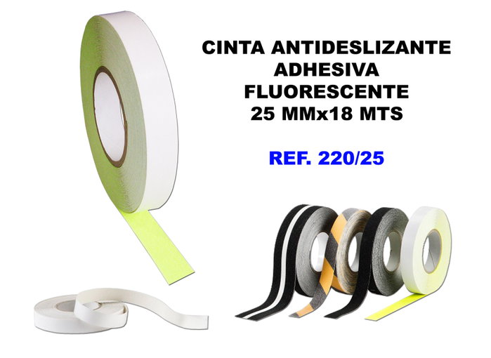 Bande antidérapante adhésive fluorescente 25mm x 18m Bande antidérapante adhésive fluorescente 25mm x 18m