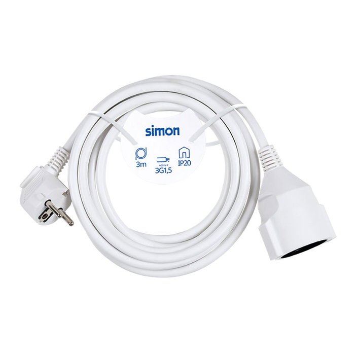 Simon Prolongateur avec 1 prise, 16A 250V~, 3 m, blanc