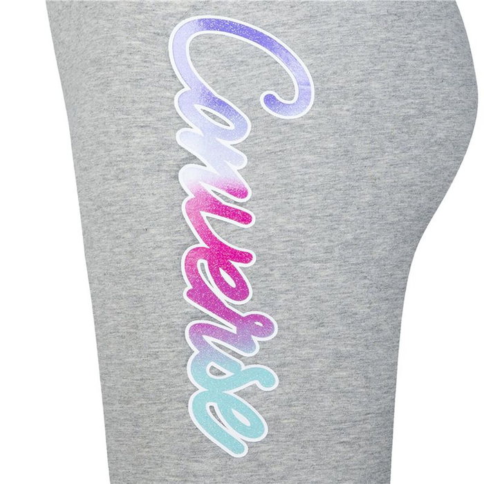 Leggings de Sport pour Enfants Converse Script Glitter High Rise Biker Gris clair