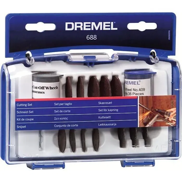 Dremel Coffret 69 Accessoires 688 - 68 Disques à Tronçonner, Plateau de Rangement Amovible et Brochure