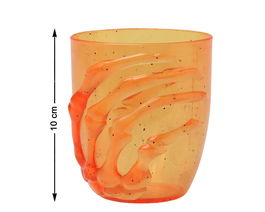 Verre orange Halloween 10x9 cm avec relief main squelette - Décoration de table pour fête d'enfants et soirée thématique
