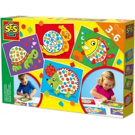 Ses Creative - J'apprends la mosaïque - Kit créatif enfant avec formes en mousse autocollantes et 4 cartes prédessinées - Loisir créatif dès 3 ans - Ref. Hobby 3-6