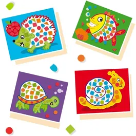 Ses Creative - J'apprends la mosaïque - Kit créatif enfant avec formes en mousse autocollantes et 4 cartes prédessinées - Loisir créatif dès 3 ans - Ref. Hobby 3-6