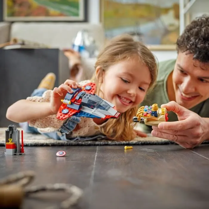 LEGO Marvel 76319 Captain America contre Thanos - Jouet Avion Quinjet et Vaisseau Spatial avec Minifigurines, 107 Pièces, Jeu de Construction Enfants dès 4 Ans