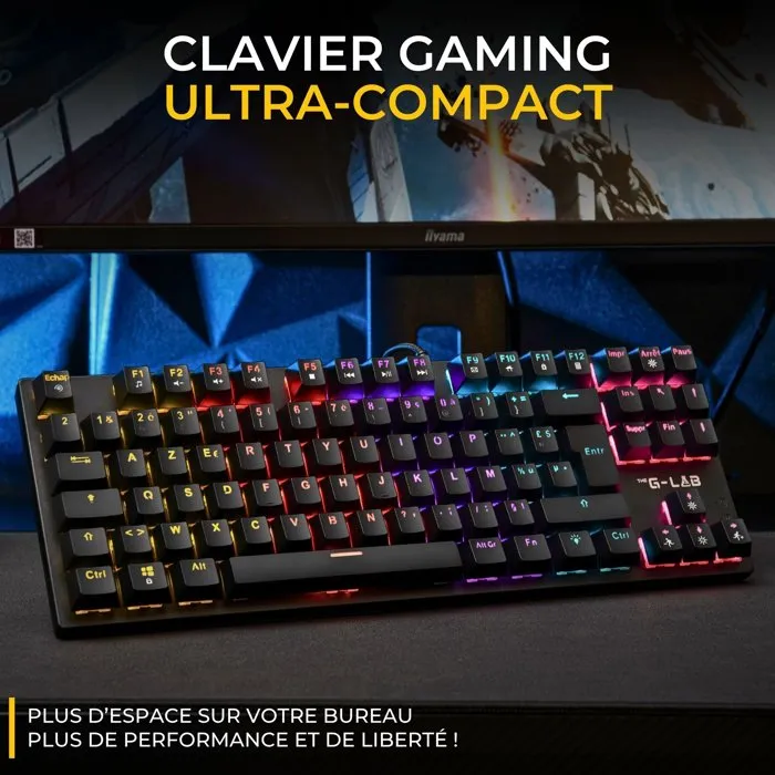 The G-Lab Pack Clavier et Souris Gaming COMBO MERCURY EX - Clavier Mécanique TKL Switch Rouge - Souris 7200 DPI - Rétroéclairage Rainbow