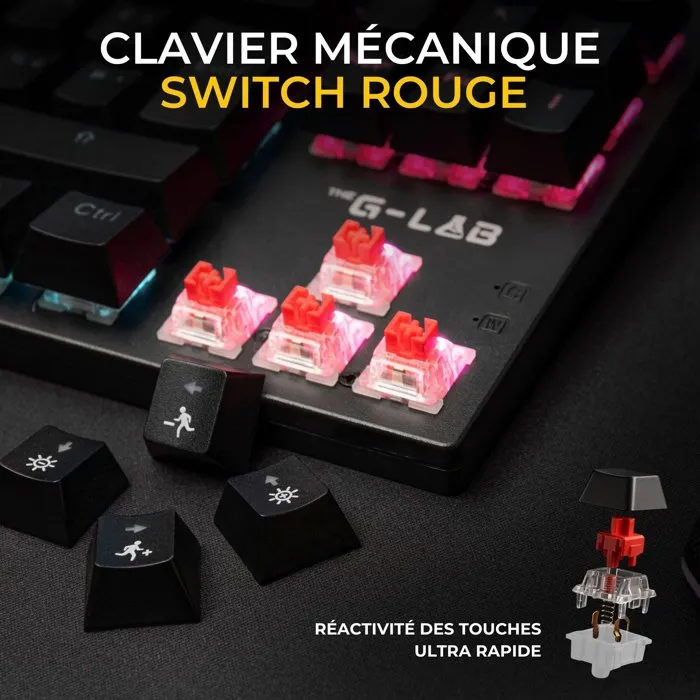 The G-Lab Pack Clavier et Souris Gaming COMBO MERCURY EX - Clavier Mécanique TKL Switch Rouge - Souris 7200 DPI - Rétroéclairage Rainbow