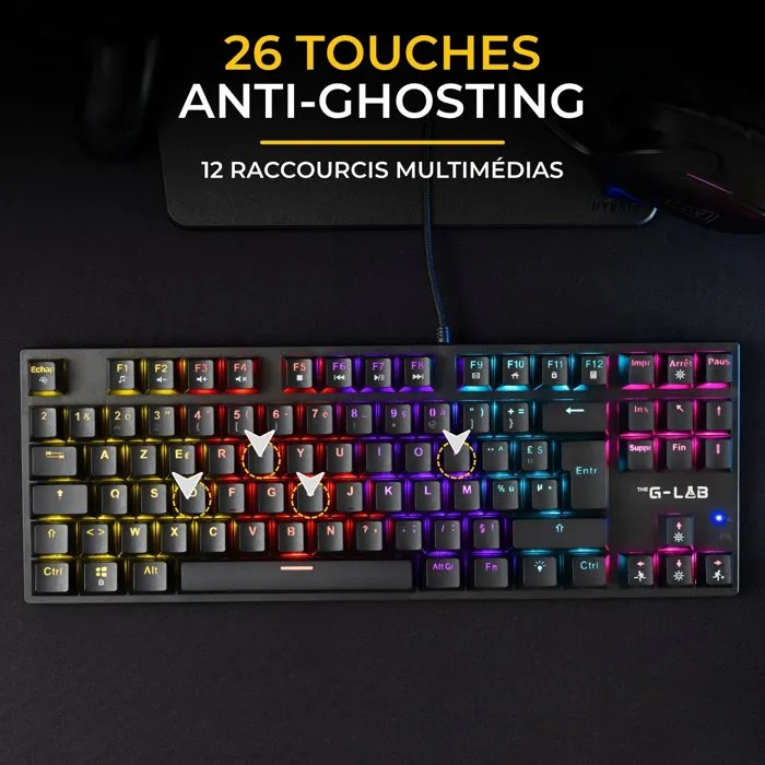 The G-Lab Pack Clavier et Souris Gaming COMBO MERCURY EX - Clavier Mécanique TKL Switch Rouge - Souris 7200 DPI - Rétroéclairage Rainbow