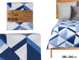 GIFTDECOR Couvre-lit réversible triangles bleus 240x260