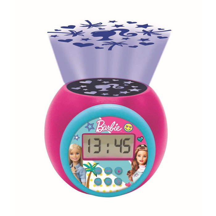 Lexibook Réveil Projecteur Barbie avec Écran LCD Bleu et Veilleuse 3 Couleurs