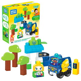 MEGA BLOKS Mega Blocks HDX90 Autobus Électrique Rechargeable Ville Verte - Jeu de Construction 35 Pièces avec 2 Personnages, Arrêt de Bus et Arbres