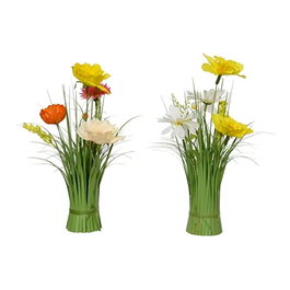 Everlands Bouquet d'herbe avec narcisses et coquelicots, couleurs assorties