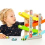 Molto Piste de course rampe pour voitures en bois avec 4 voitures - Jouet éducatif pour enfants à partir de 3 ans