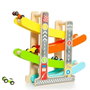 Molto Piste de course rampe pour voitures en bois avec 4 voitures - Jouet éducatif pour enfants à partir de 3 ans