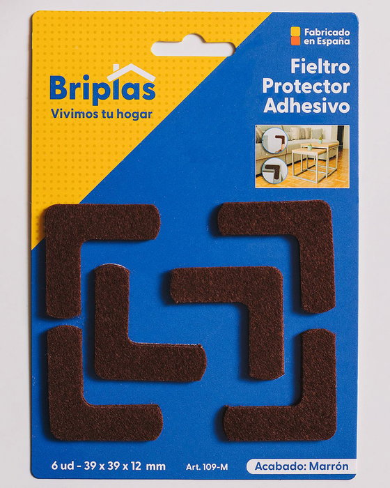 BRIPLAS Lot de 6 patins en feutre adhésif marron 39x39x12 mm BRIPLAS Lot de 6 patins en feutre adhésif marron 39x39x12 mm