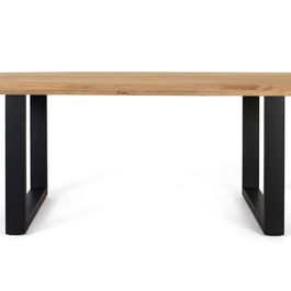 GINER Y COLOMER Table à manger rectangulaire 200 cm en bois de manguier massif avec plateau 5 cm et pieds en fer noir