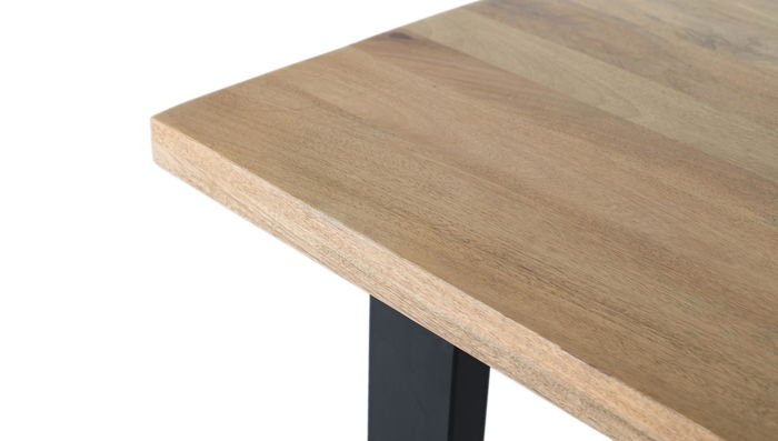 GINER Y COLOMER Table à manger rectangulaire 200 cm en bois de manguier massif avec plateau 5 cm et pieds en fer noir