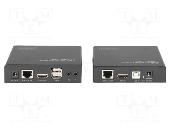 DIGITUS Commutateur KVM HDBaseT™ HDMI 1.4 USB 2.0 Noir 100m