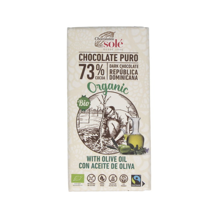Chocolates Sole Chocolat Noir 73% avec Huile d'Olive 100g Chocolates Sole Chocolat Noir 73% avec Huile d'Olive 100g