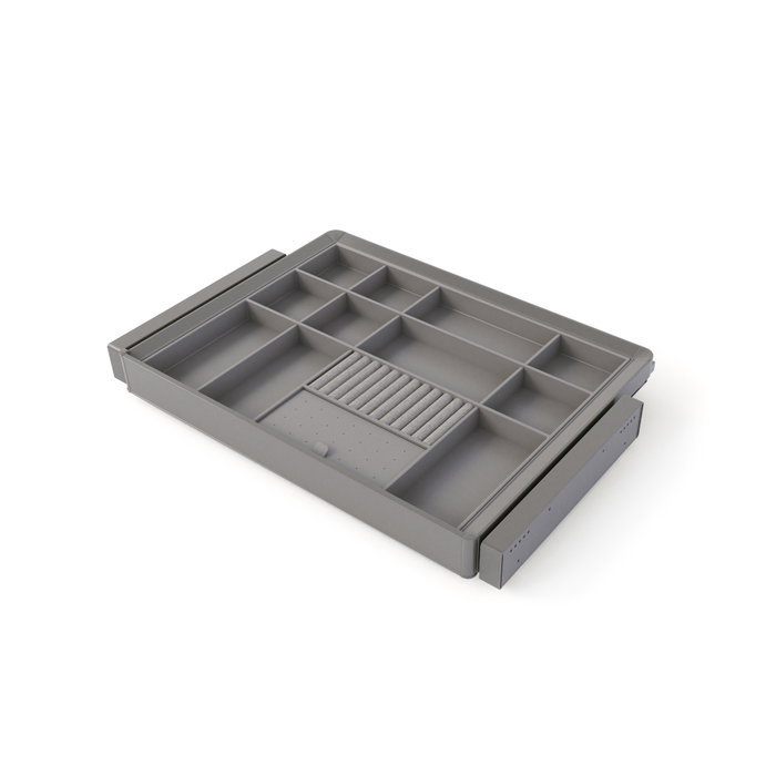 Emuca Kit tiroir organisateur et rack ajustable Quartz pour armoires, glissières extension totale et à fermeture douce, Module 70cm, Finition Titane Emuca Kit tiroir organisateur et rack ajustable Quartz pour armoires, glissières extension totale et à fermeture douce, Module 70cm, Finition Titane
