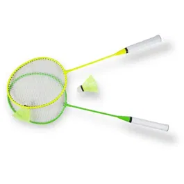 Space Court Set de badminton First Fly - 2 raquettes en acier avec volants en plastique - Équipement pour adulte