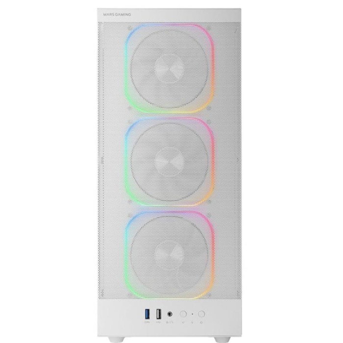 Mars Gaming MC-NEBULAW Boîtier ATX Semi-Tour Blanc avec 4 Ventilateurs ARGB et Panneau en Verre Trempé Mars Gaming MC-NEBULAW Boîtier ATX Semi-Tour Blanc avec 4 Ventilateurs ARGB et Panneau en Verre Trempé
