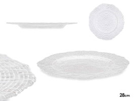 Vivalto Assiette Plate 28 cm Transparente en Cristal (Set de 12)