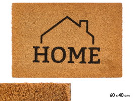 Giftdecor Felpudo Home 60x40 cm Paillasson Fibre de Coco et PVC Naturel Noir Blanc (Set de 10)