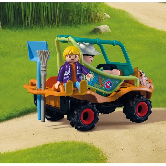 Playmobil 72072 Zoo - Gardien de zoo et véhicule, set de jeu pour enfants avec camionnette et figurine