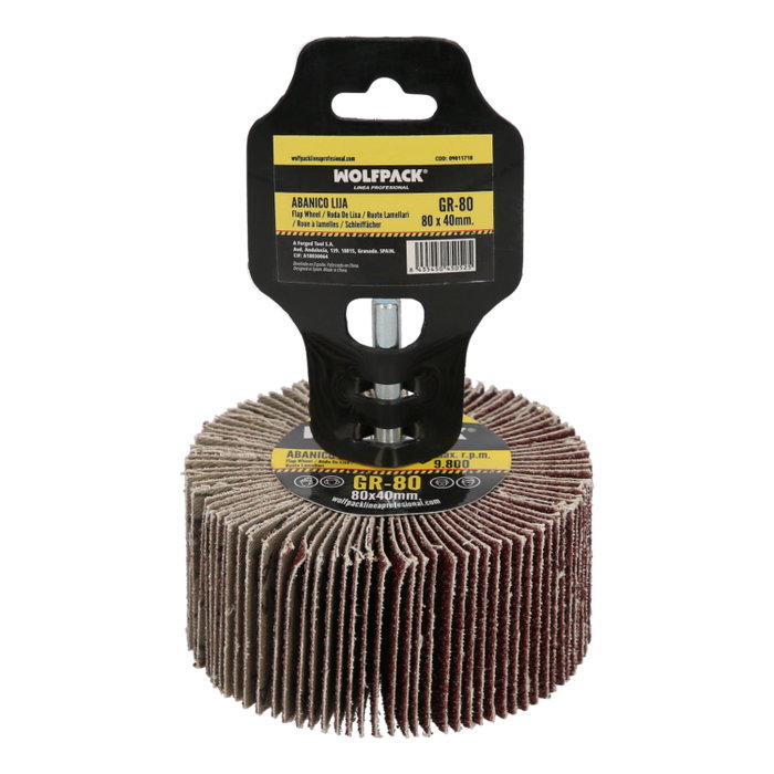 WOLFPACK LINEA PROFESIONAL Disque abrasif éventail grain 80, 80x40 mm