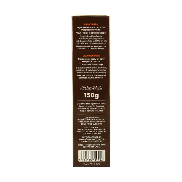 Alternativa3 Cacao Puro Bio sans sucre et sans lactose 150 g