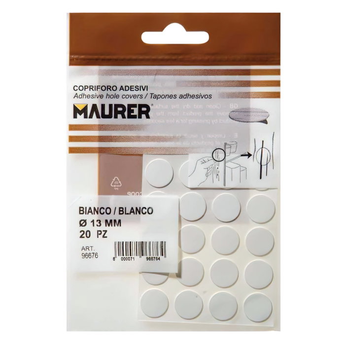 MAURER Cache-vis adhésifs blancs 13 mm (20 unités)