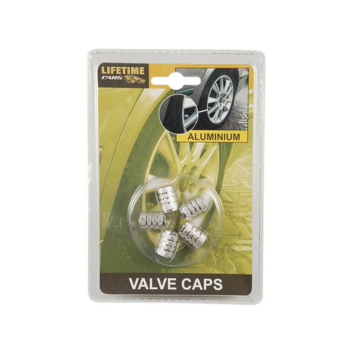 Dunlop Set de 5 bouchons de valve de roue argentés Dunlop Set de 5 bouchons de valve de roue argentés