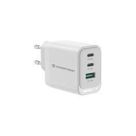 Conceptronic ALTHEA21W65 Chargeur mural 65W GaN avec 2x USB-C et USB-A, Power Delivery 3.0, Quick Charge 3.0, Blanc