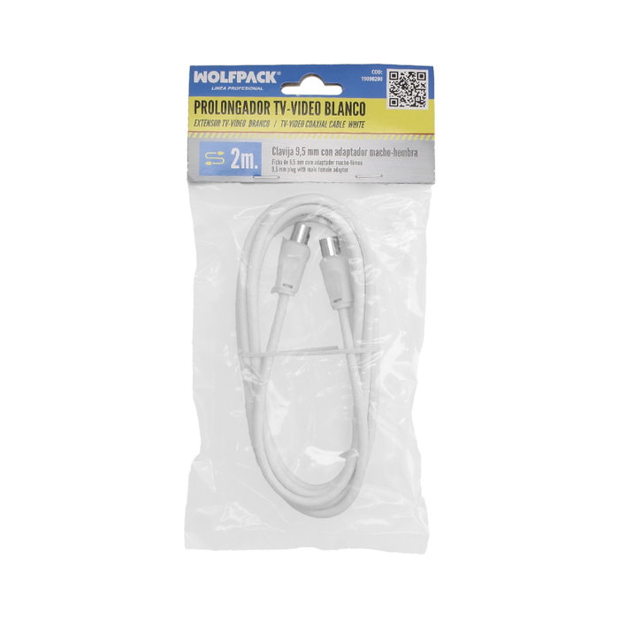 WOLFPACK LINEA PROFESIONAL Rallonge TV-Vidéo 2m, Prise 9,5mm avec Adaptateur WOLFPACK LINEA PROFESIONAL Rallonge TV-Vidéo 2m, Prise 9,5mm avec Adaptateur