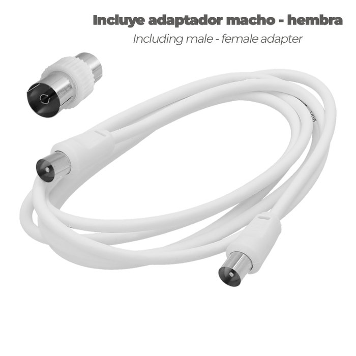 WOLFPACK LINEA PROFESIONAL Rallonge TV-Vidéo 2m, Prise 9,5mm avec Adaptateur WOLFPACK LINEA PROFESIONAL Rallonge TV-Vidéo 2m, Prise 9,5mm avec Adaptateur