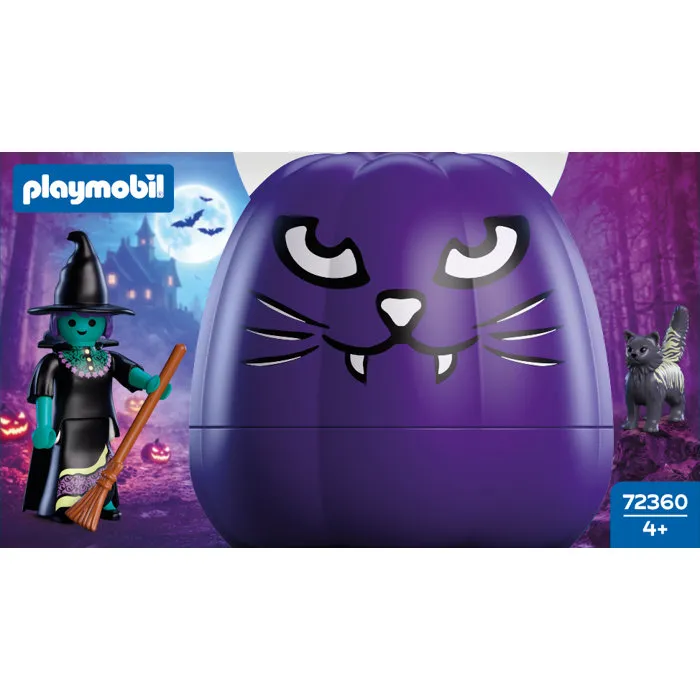Playmobil 72360 Citrouille : Sorcière et Chat avec cachette magique