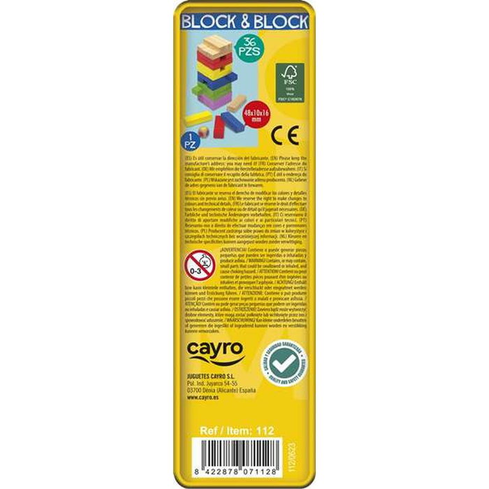 Jeu d’habileté Cayro Block and block 36 Pièces Jeu d’habileté Cayro Block and block 36 Pièces