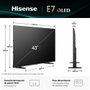 Hisense 43E7Q - Téléviseur QLED 43" (108 cm) 4K UHD 3840x2160, TV connectée avec 3x HDMI 2.1, WiFi, pour jeux vidéo et streaming