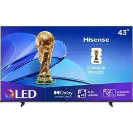 Hisense 43E7Q - Téléviseur QLED 43" (108 cm) 4K UHD 3840x2160, TV connectée avec 3x HDMI 2.1, WiFi, pour jeux vidéo et streaming