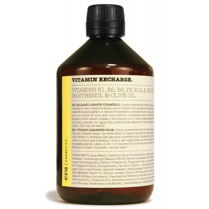 Eva Vitamin Recharge Balsamo Lavante Shampoing et après-shampoing revitalisant 500 mL - pH neutre, enrichi en vitamines et huile d'olive, sans sulfates ni parabènes Eva Vitamin Recharge Balsamo Lavante Shampoing et après-shampoing revitalisant 500 mL - pH neutre, enrichi en vitamines et huile d'olive, sans sulfates ni parabènes
