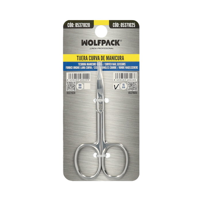 WOLFPACK LINEA PROFESIONAL Ciseaux de manucure courbes 95 mm en acier inoxydable