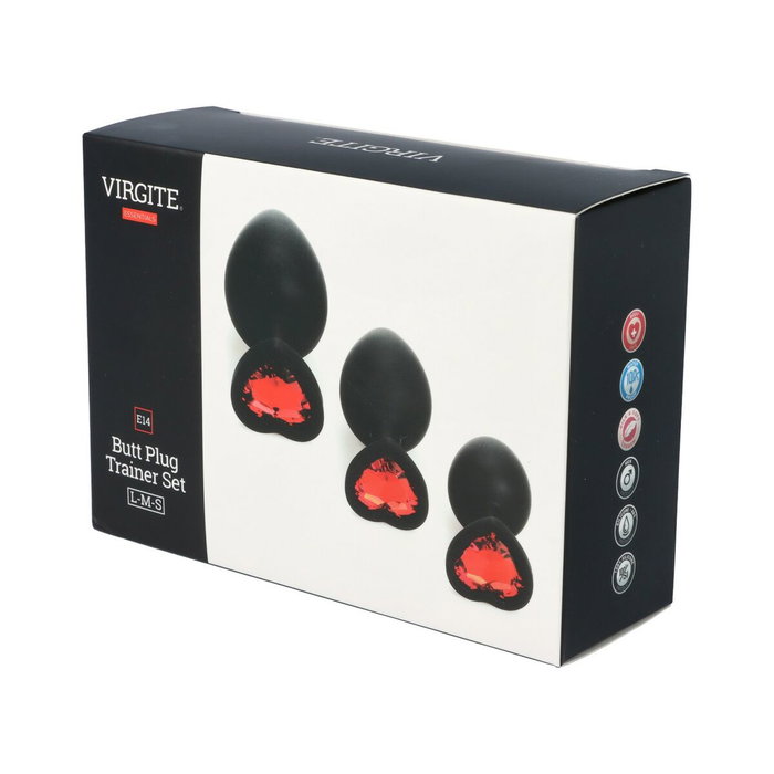 Plug Anal Virgite Noir Silicone Lot 3 Pièces