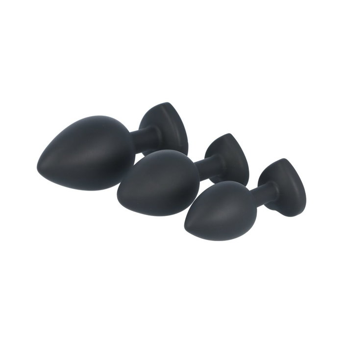 Plug Anal Virgite Noir Silicone Lot 3 Pièces