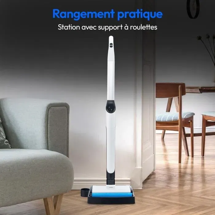 MEDION H10 Nettoyeur Sol Dur sans Fil - Rouleau Brosse, Réservoirs Eau Propre/Sale, Fonction Auto-Nettoyage, Écran LED, 30W, Autonomie 45 Min