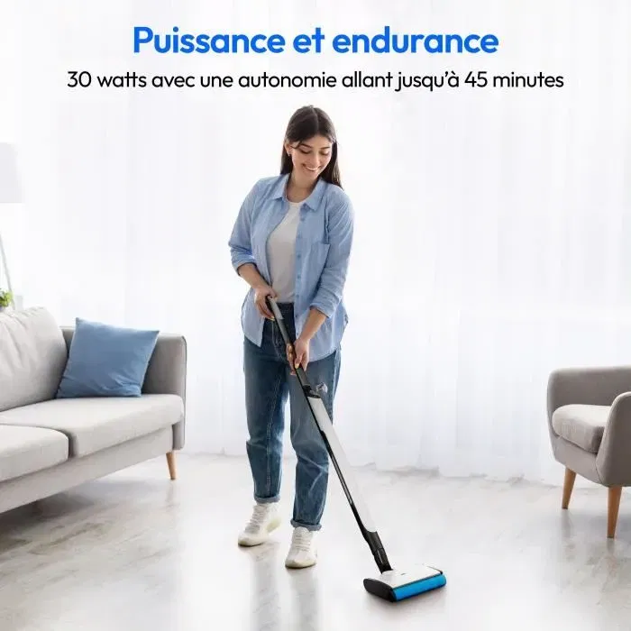 MEDION H10 Nettoyeur Sol Dur sans Fil - Rouleau Brosse, Réservoirs Eau Propre/Sale, Fonction Auto-Nettoyage, Écran LED, 30W, Autonomie 45 Min