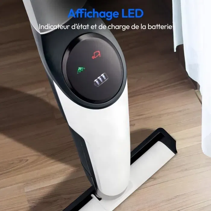 MEDION H10 Nettoyeur Sol Dur sans Fil - Rouleau Brosse, Réservoirs Eau Propre/Sale, Fonction Auto-Nettoyage, Écran LED, 30W, Autonomie 45 Min