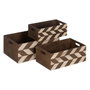 BigBuy Home Set de 3 boîtes décoratives Marron Naturel en Bois de paulownia