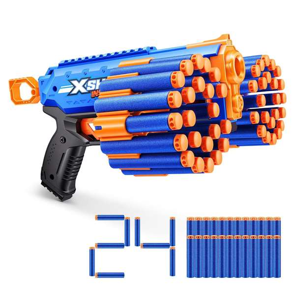Zuru X-Shot Insanity Manic - Pistolet Blaster avec 24 Fléchettes en Mousse Air Pocket Technology et Rangement Modulaire