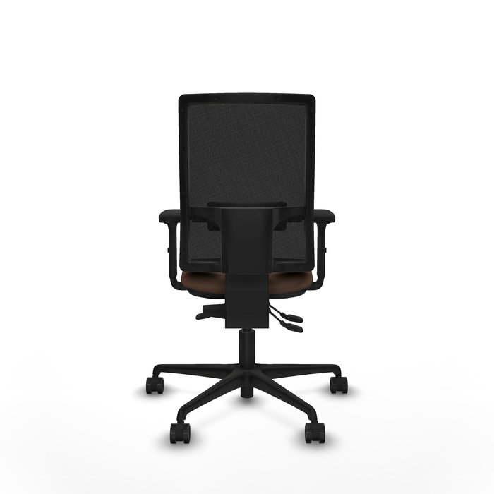 Chaise Bormate Asynchrone tissu Marron foncé Maille Noir Base en nylon noir Accoudoir 2D Sans appui-tête Roulettes 65mm nylon